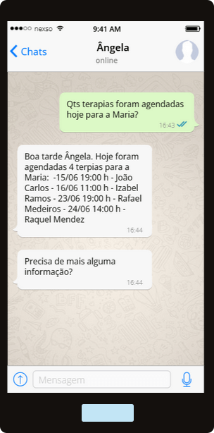 Chat entre o agente e um funcionário